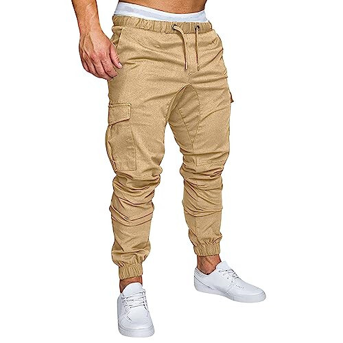 Men's Casual Pants Drawstring Cargo Joggers with Pockets Outdoor Stretch Sports Active Gym Training Pants for Hiking - 1