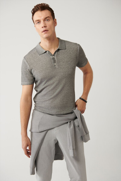 Men's Charcoal Polo T-shirt - 1