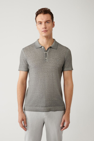 Men's Charcoal Polo T-shirt - 3