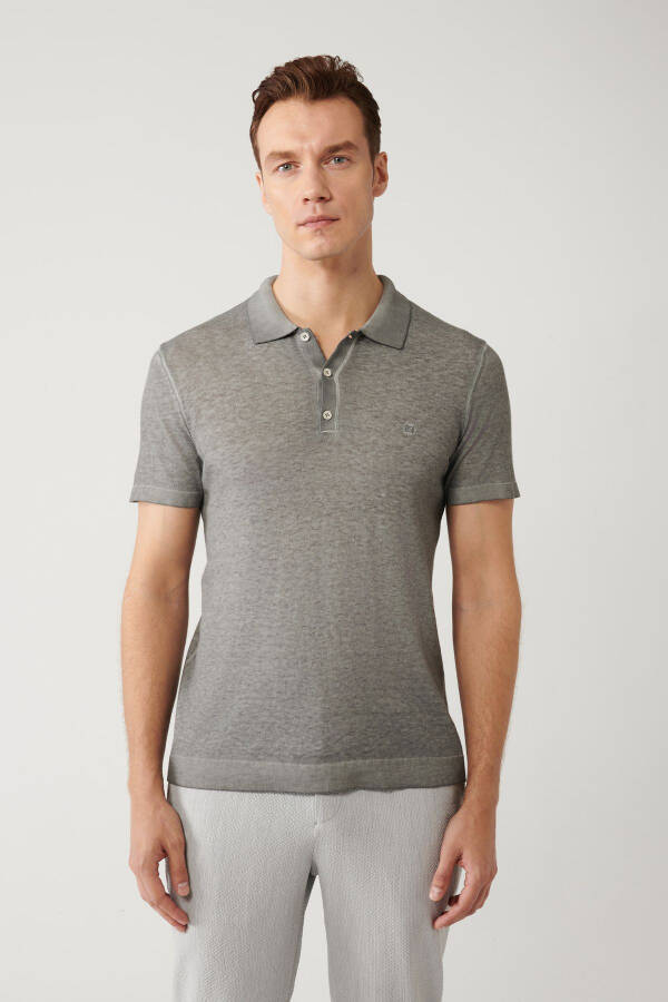 Men's Charcoal Polo T-shirt - 3