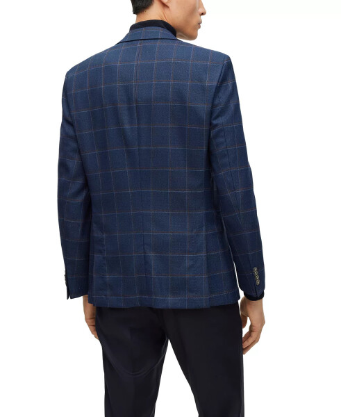 Men's Checked Stretch Slim-Fit Jacket Dark Blue - 2