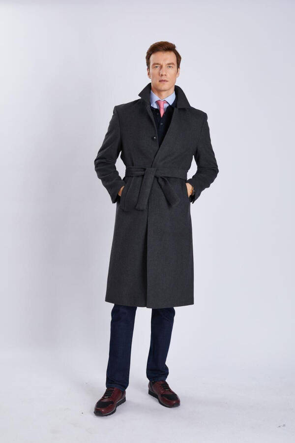 Men's Classic Coat, Belted, Baby Collar, Cashmere K11VV1001 - 2