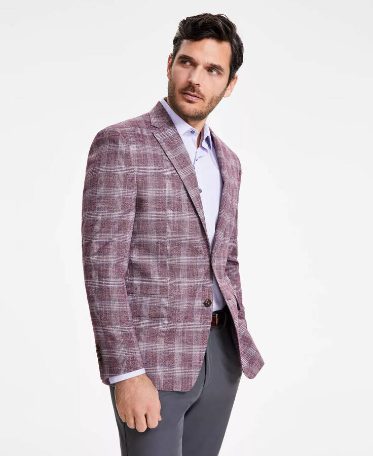 Men's Classic-Fit Berry Plaid Sport Coat Berry Burgundy - 1