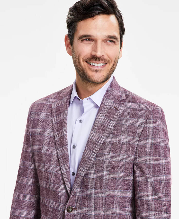 Men's Classic-Fit Berry Plaid Sport Coat Berry Burgundy - 3