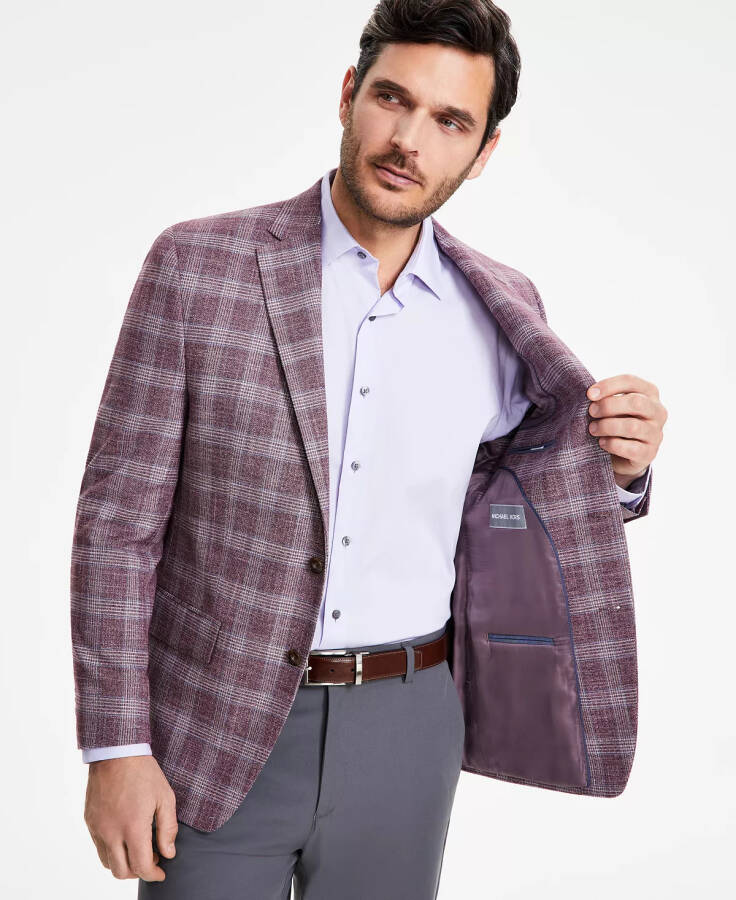 Men's Classic-Fit Berry Plaid Sport Coat Berry Burgundy - 4