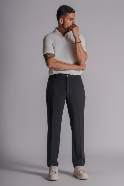 Men's Classic Fit Chino Pants with Side Pockets Black - 18