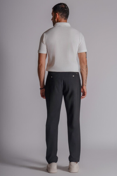 Men's Classic Fit Chino Pants with Side Pockets Black - 19