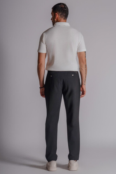 Men's Classic Fit Chino Pants with Side Pockets Black - 3