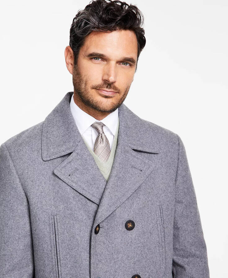 Men's Classic Fit Double-Breasted Wool Blend Peacoats Light Grey - 8