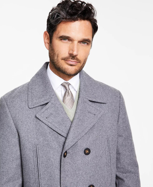 Men's Classic Fit Double-Breasted Wool Blend Peacoats Light Grey - 3