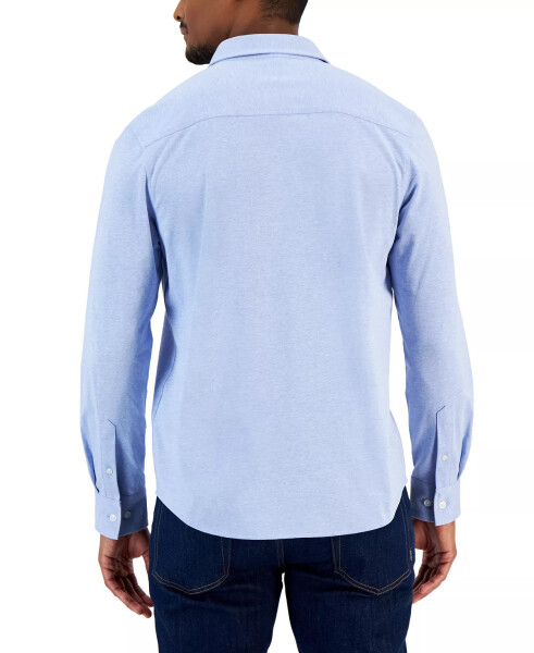 Men's Classic-Fit Heathered Jersey-Knit Button-Down Shirt, Created for Modazone Blue Myrtle - 2