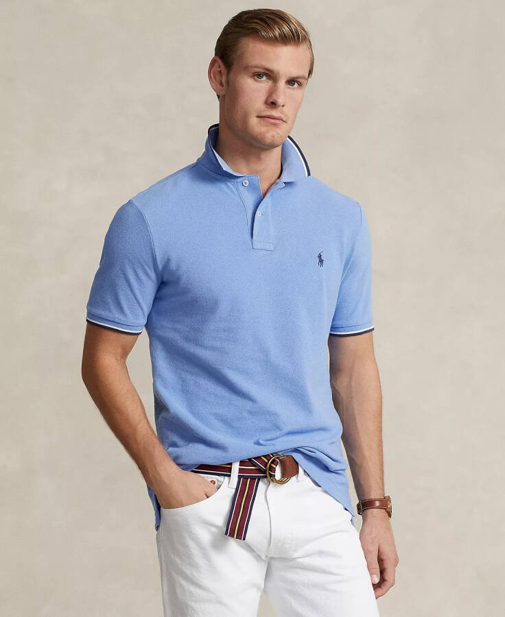 Men's Classic-Fit Mesh Polo Shirt Summer Blue - 1