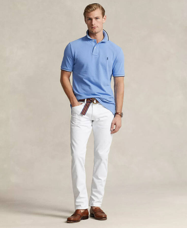 Men's Classic-Fit Mesh Polo Shirt Summer Blue - 4