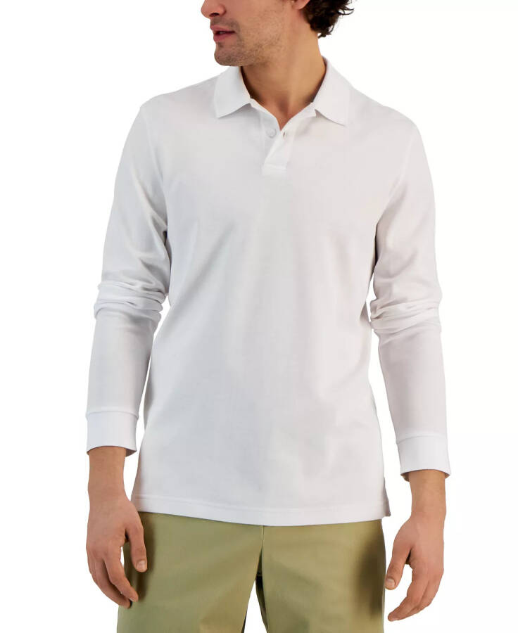 Men's Classic-Fit Solid Long-Sleeve Polo Shirt, Created for Modazone Bright White - 1