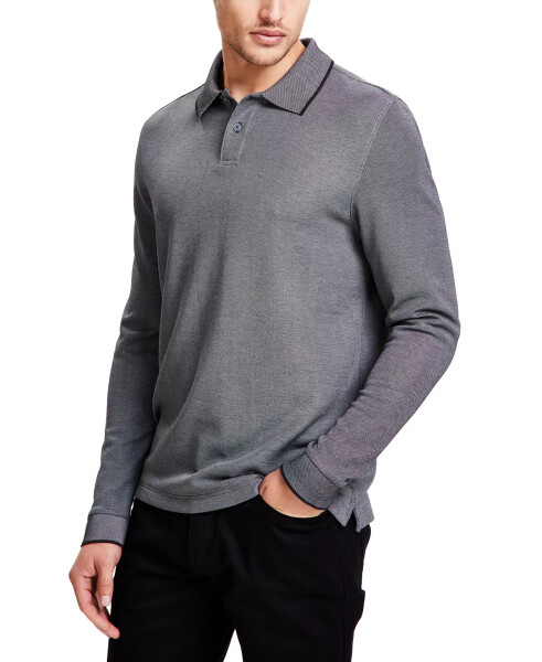 Men's Classic-Fit Solid Long-Sleeve Polo Shirt, Created for Modazone - Charcoal Heather - 1