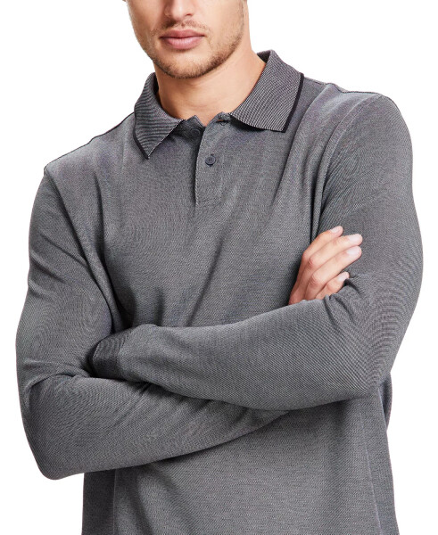 Men's Classic-Fit Solid Long-Sleeve Polo Shirt, Created for Modazone - Charcoal Heather - 3