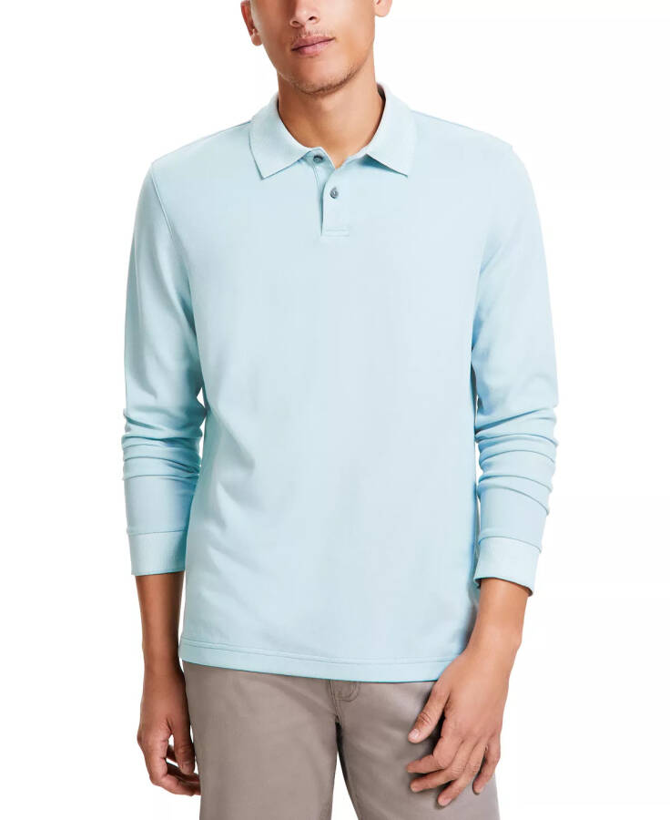 Men's Classic-Fit Solid Long-Sleeve Polo Shirt, Created for Modazone Cloud Blue - 1