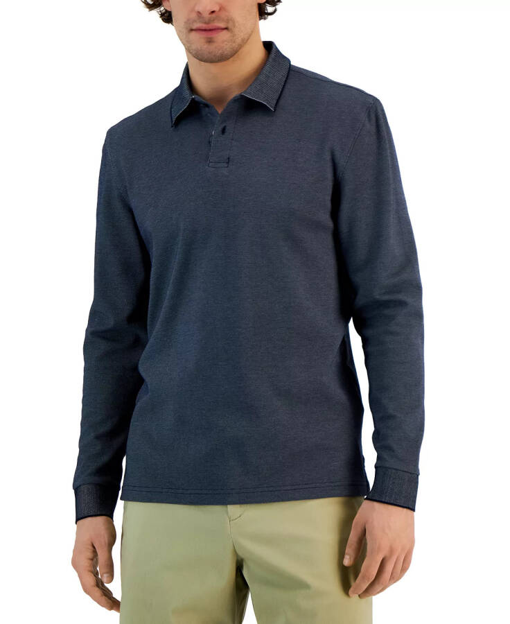 Men's Classic-Fit Solid Long-Sleeve Polo Shirt, Created for Modazone Neo Navy - 1