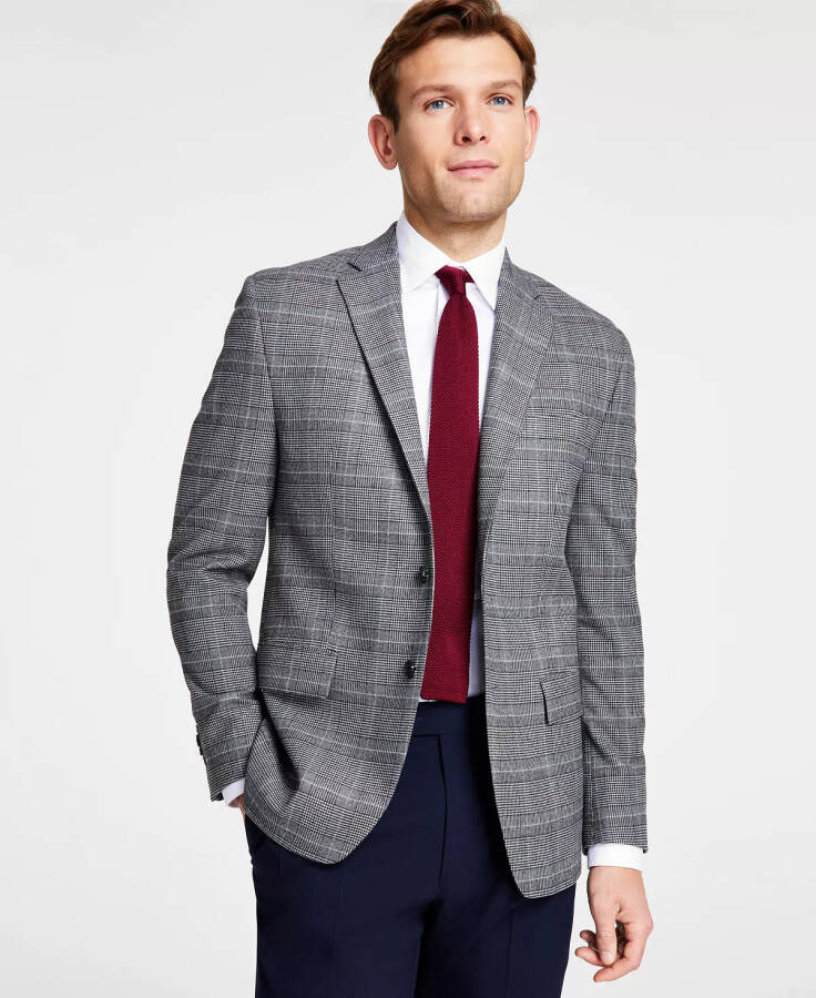 Men's Classic-Fit Stretch Plaid Sport Coat Black/white - 2