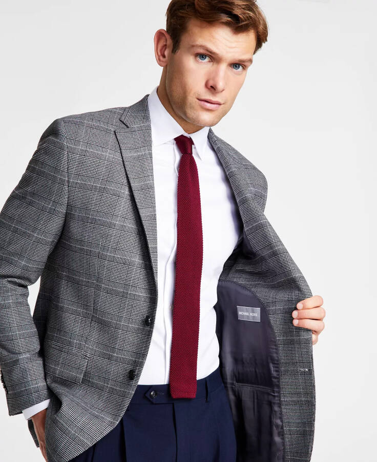 Men's Classic-Fit Stretch Plaid Sport Coat Black/white - 4