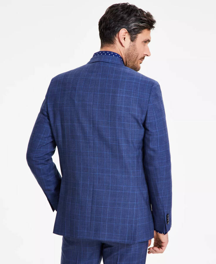 Men's Classic-Fit Stretch Wool-Blend Suit Jacket Mid Blue Plaid - 2