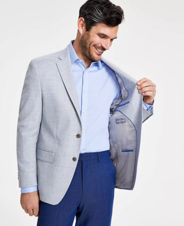 Men's Classic-Fit Windowpane Sport Coat Light Grey Blue - 4