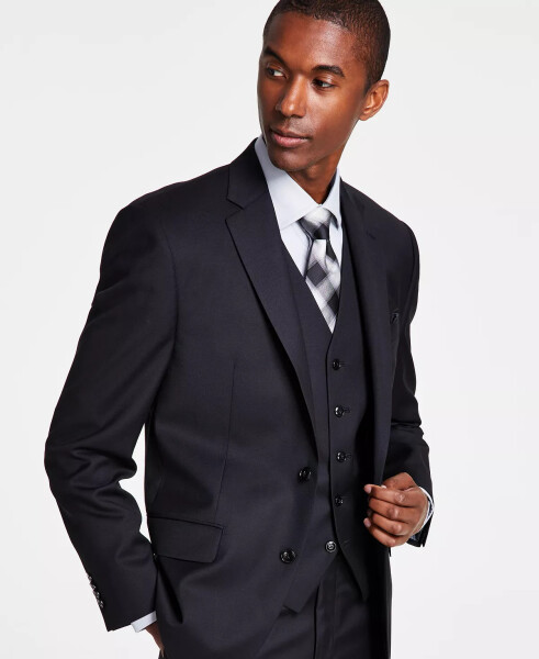 Men's Classic-Fit Wool-Blend Stretch Solid Suit Jacket Black - 3