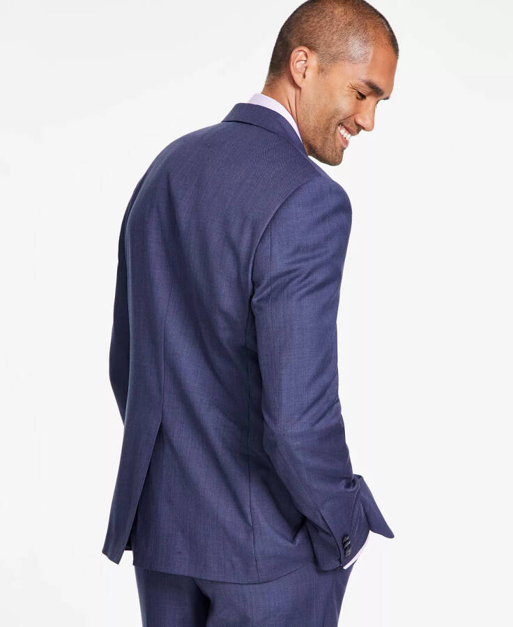 Men's Classic-Fit Wool-Blend Stretch Solid Suit Jacket Blue - 2