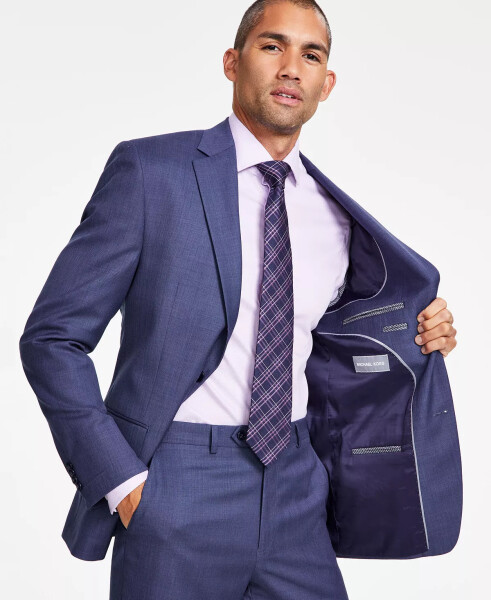 Men's Classic-Fit Wool-Blend Stretch Solid Suit Jacket Blue - 4