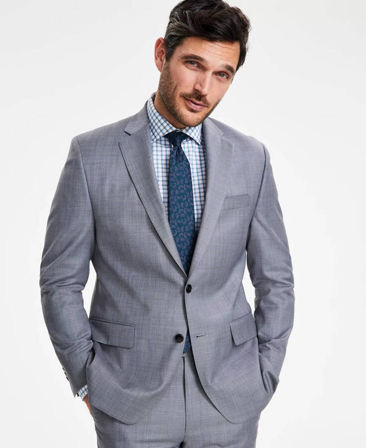 Men's Classic-Fit Wool-Blend Stretch Solid Suit Jacket Light Grey - 1