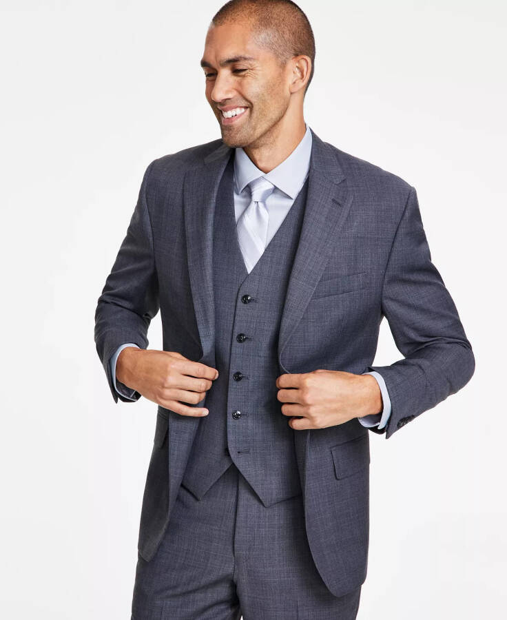 Men's Classic-Fit Wool-Blend Stretch Solid Suit Jacket Mid Grey - 1