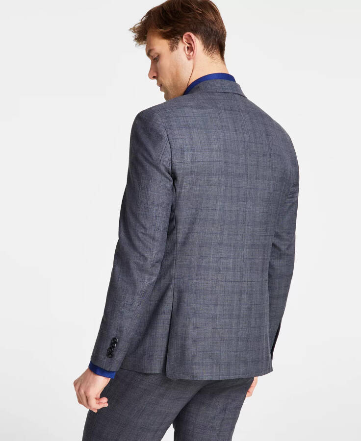 Men's Classic-Fit Wool-Blend Stretch Suit Separate Jacket Grey/blue Plaid - 2