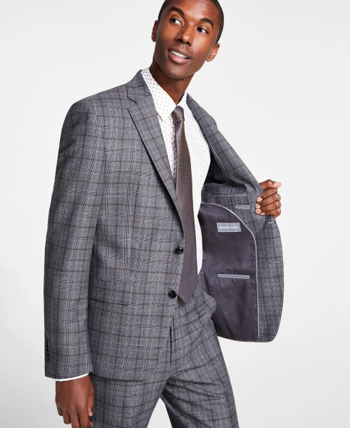 Men's Classic-Fit Wool-Blend Stretch Suit Separate Jacket Medium Grey Plaid - 4