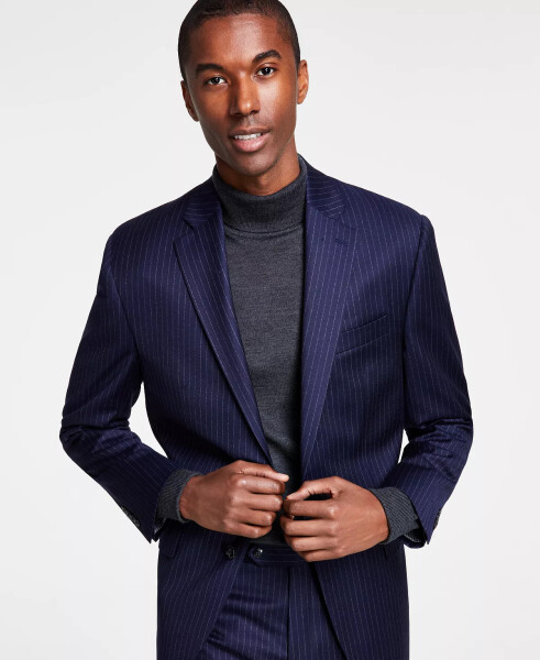 Men's Classic-Fit Wool-Blend Stretch Suit Separate Jacket Navy Pinstripe - 3