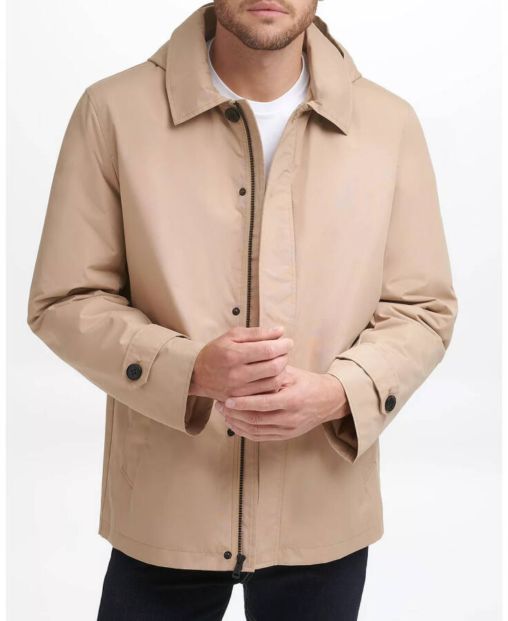 Men's Classic Hooded Rain Jacket Tan - 4