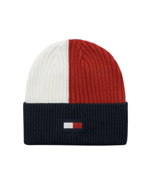 Men's Cold Weather Color-Blocked Knit Hat Snow White, Sky Captain, Apple Red - 3