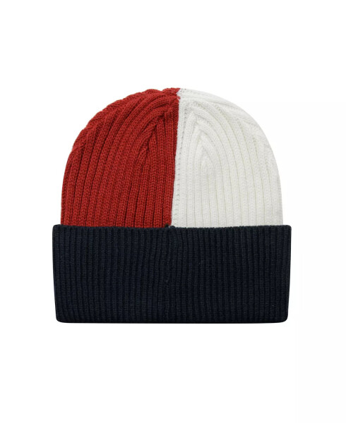 Men's Cold Weather Color-Blocked Knit Hat Snow White, Sky Captain, Apple Red - 4