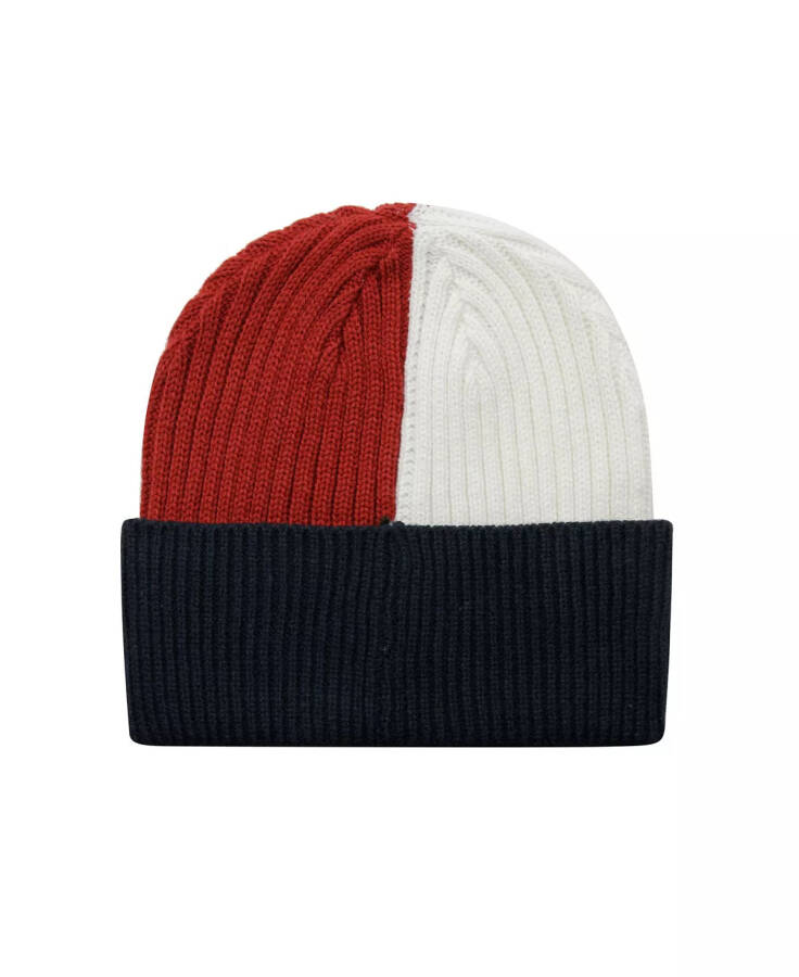 Men's Cold Weather Color-Blocked Knit Hat Snow White, Sky Captain, Apple Red - 2