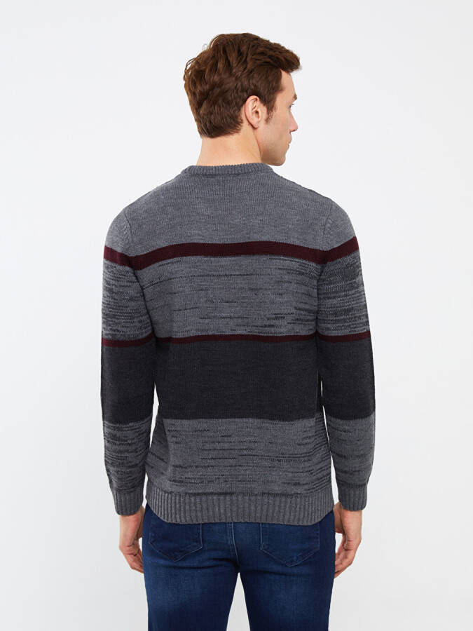 Men's Color Block Long Sleeve Crew Neck Knit Sweater - 5