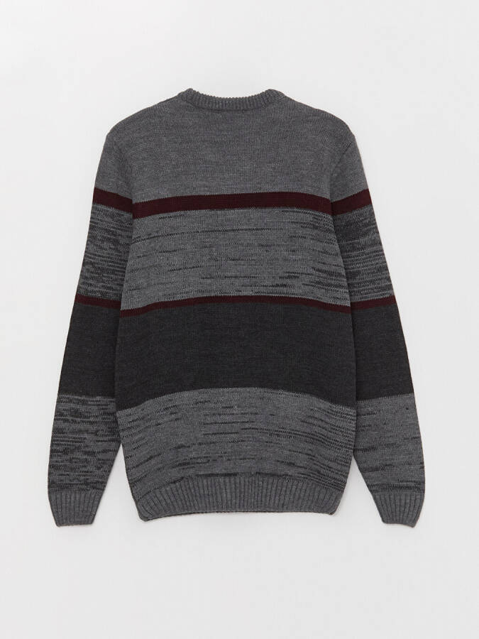 Men's Color Block Long Sleeve Crew Neck Knit Sweater - 7