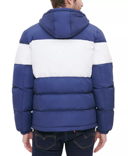 Men's Colorblock Hooded Puffer Jacket - Navy - 2