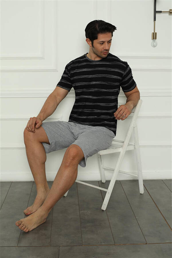 Men's Combed Cotton Shorts Pajama Set 6833 - 3