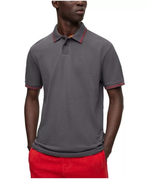 Men's Contrast Detail Regular-Fit Polo Shirt Dark Gray - 1