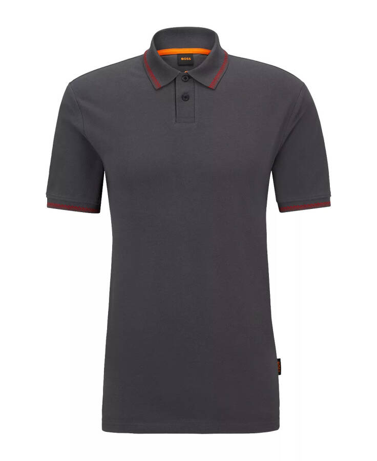 Men's Contrast Detail Regular-Fit Polo Shirt Dark Gray - 3