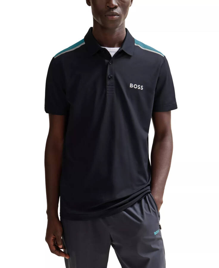 Men's Contrast Logo Performance Polo Shirt Dark Blue - 5