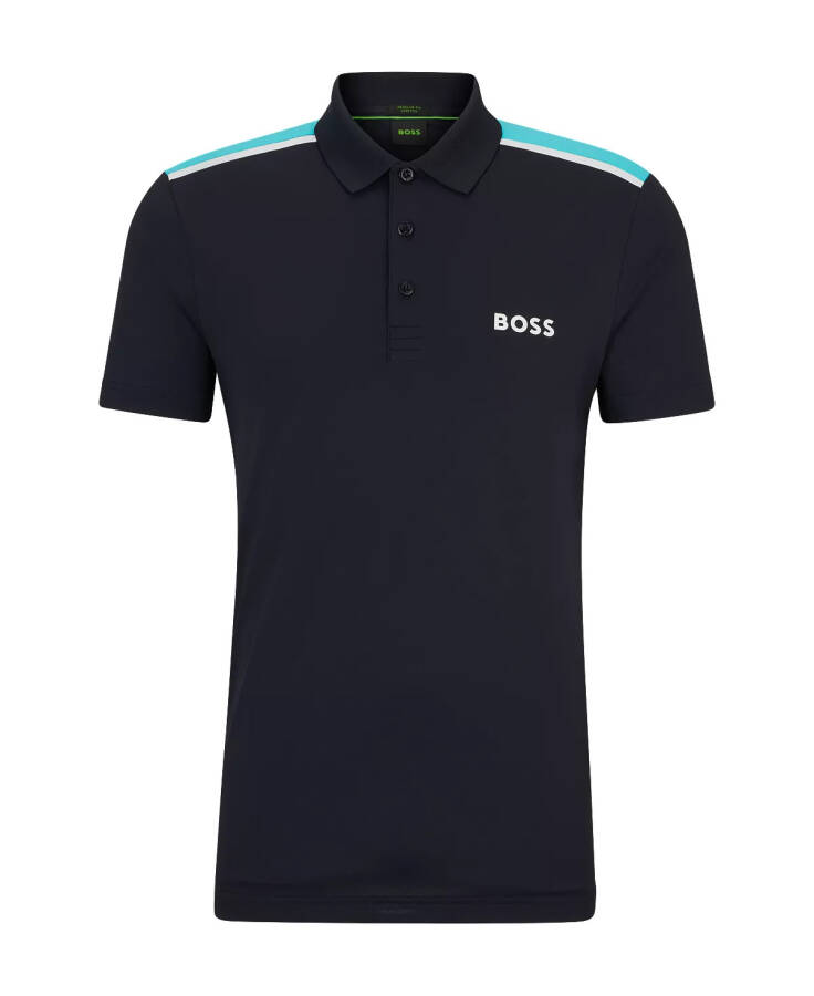 Men's Contrast Logo Performance Polo Shirt Dark Blue - 7