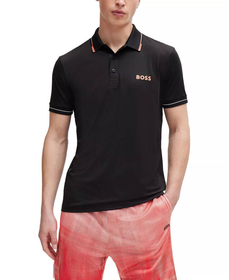 Men's Contrast Logo Slim-Fit Polo Shirt Black - 5