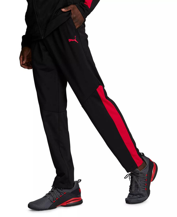 Men's Contrast Panel Tricot Sweatpants Black/High Risk Red - 1