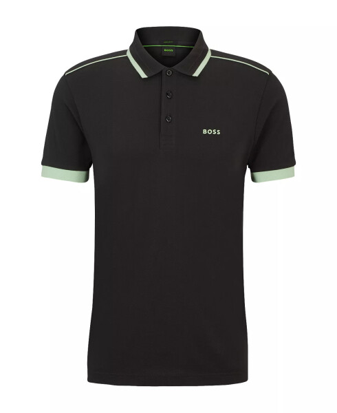 Men's Contrast Striped Polo Shirt Charcoal - 4