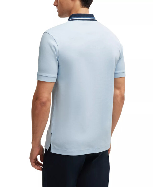 Men's Contrast Striped Slim-Fit Polo Shirt Light, Pastel Blue - 2